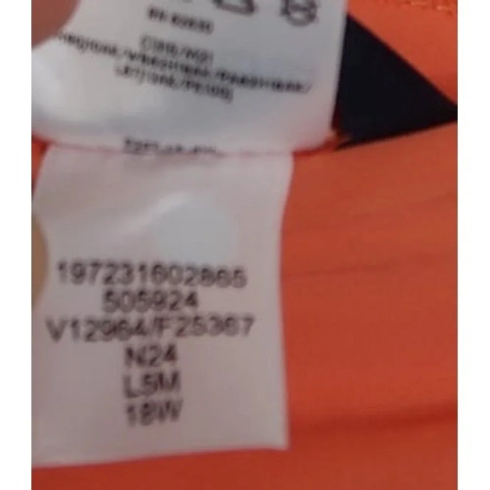 Lands' End Sun Shade UPF 50 Orange Mini Tropic Leaves Swim Board Shorts 18W NWOT